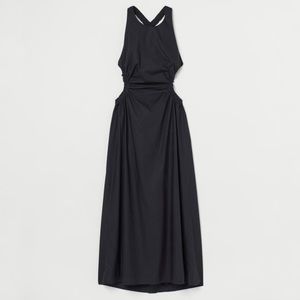 NWT H&M Cut Out Dress in black cotton poplin szMed